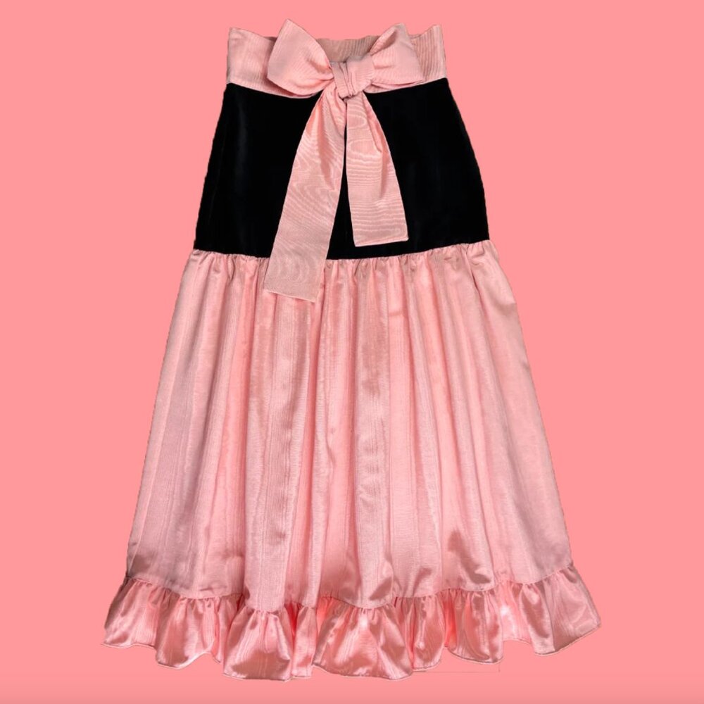 Batsheva Natasha Skirt in Lupine Pink — Velvet Black and Blush — size 4